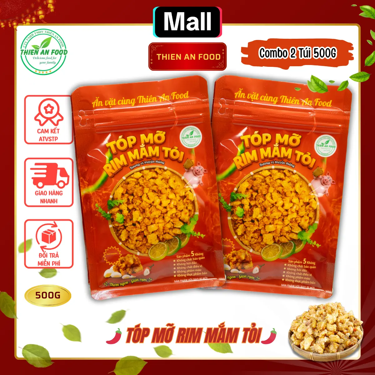Tóp Mỡ Rim Mắm Tỏi Thiên An - Giòn Tan Đậm Vị (Ăn Vặt Siêu Cuốn)