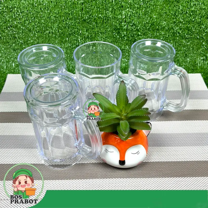 6PCS GELAS BEER 450ML / GELAS BENING GAGANG / GELAS ES TEH / GELAS AKRILIK TRANSPARANT Minuman Kopi Kitchenware 5