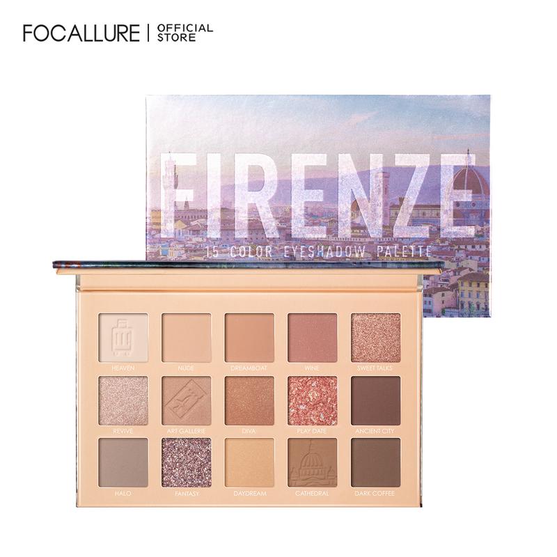 Bảng Phấn Mắt FOCALLURE 15 Màu Tông Nude Trang Điểm Lâu Trôi 15g