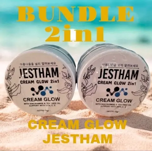 JESTHAM CREAM GLOW || PAKET BUNDLE 2in1 Lebih Hemat || CREAM GLOWING 2IN1 Perawatan Wajah Pelembab Pencerah Moisturizer Mencerahkan Facial Hitam 5