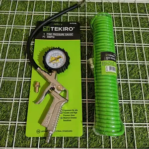 PAKET Selang Kompresor Angin Tekiro Tire inflator 3 in 1 Alat Isi Ukur Angin Tire Pressure Gauge + Selang Spiral 6 Meter