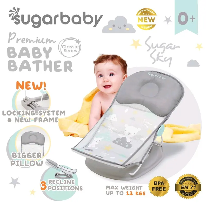 SugarBaby Fun Color/Classic Series Baby Bather dudukan mandi alas mandi bayi kursi jemur kursi duduk 4