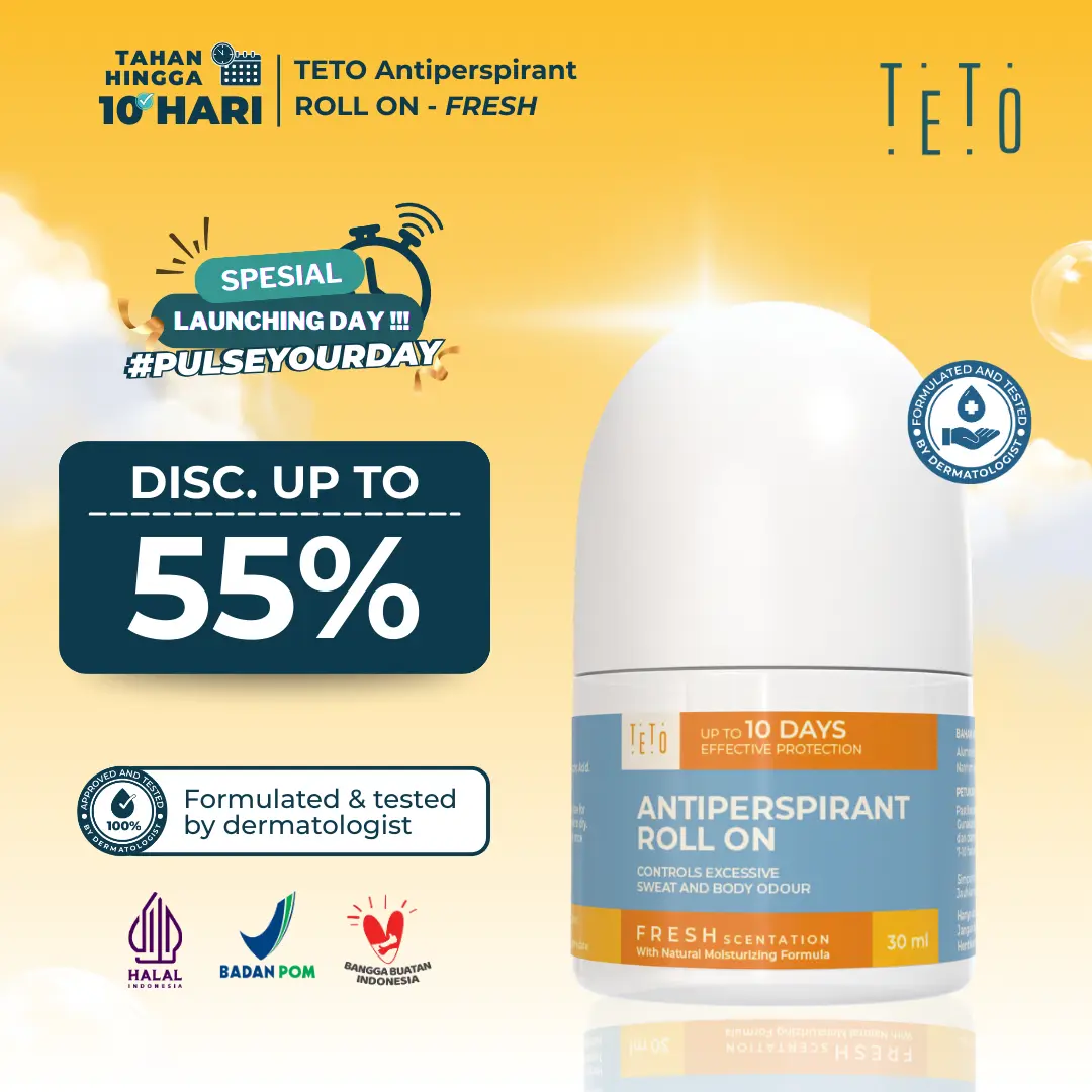 [BIG SALE] TETO Antiperspirant Roll On 30ml - Fresh, Mengurangi Keringat dan Bau pada tubuh serta ketiak
