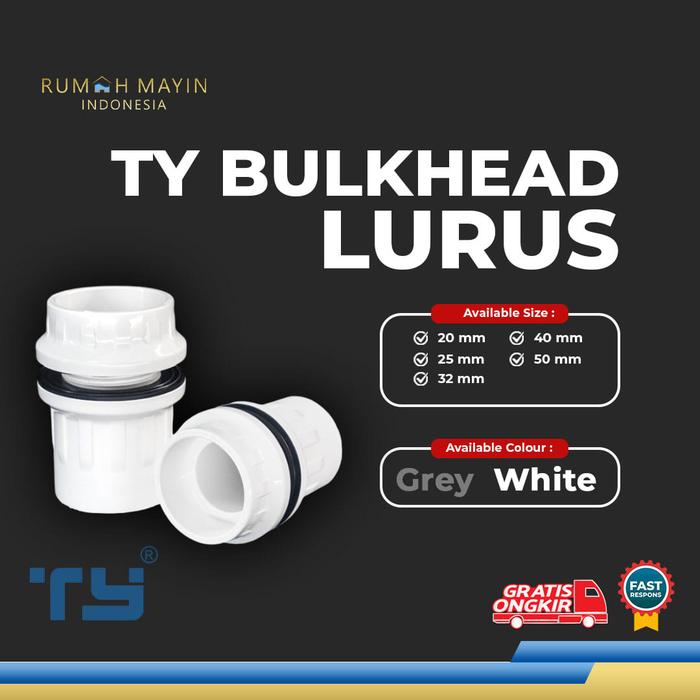 Gambar TY Bulkhead Lurus Fitting Vault Ring Pipa Pipe U – PVC by 3 Pawns - GREY, 20 dari Rumah Mayin Kota Administrasi Jakarta Barat Tokopedia