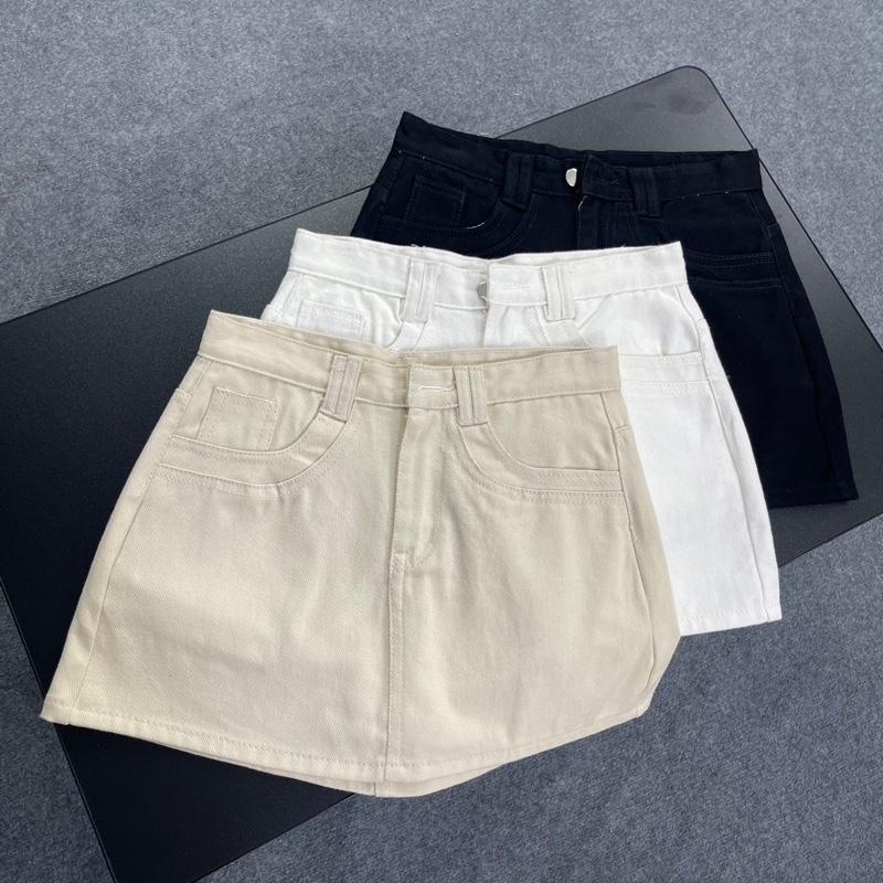 Bg18 Chân váy Bigsize ,4 màu trắng , đen , kem, nâu , lưng cao , chiều dài 38cm