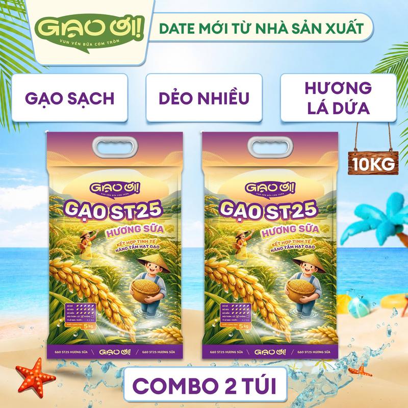 Combo 2 Túi Gạo Thơm ST25 Hương Sữa Gạo Ơi túi 5kg - Gạo Thơm Ngon, Dẻo Nhiều, Vị Đậm Đà - Tổng 10kg