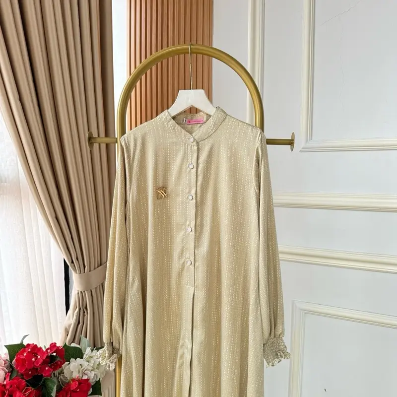 NNfashion ~ RAISA DRESS ~ Gamis Wanita Muslimah Casual Formal elegan adem nyaman motif kancing Panjang 6