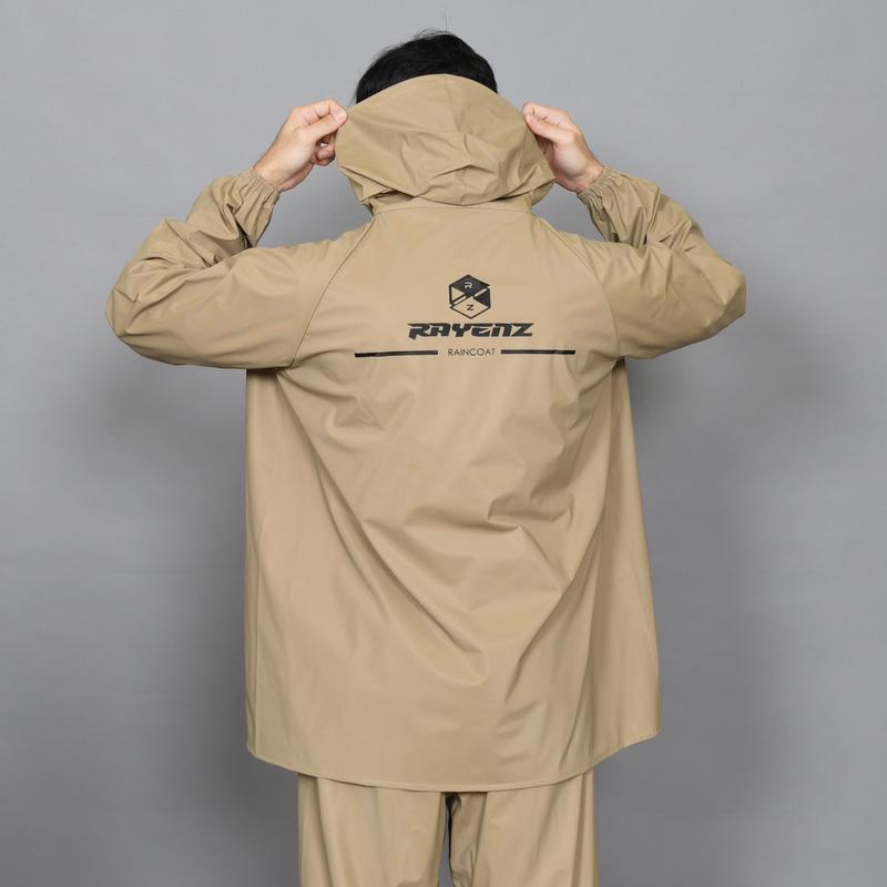 RAYENZ Jas Hujan Setelan Pria Wanita bahan PVC Tebal Anti Rembes tersedia warna Hitam Biru Army Merah dan Cream kedap air dan dapat digunakan kembali 4