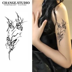 รอยสักชั่วคราว ดีไซน์รอยสักสามผีเสื้อ ติดทนนาน 15 วัน กันน้ำ ไม่กลัวการเสียดสี มาพร้อมสติ๊กเกอร์รอยสัก