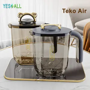 YESALL Teko Air Minum 2L Estetik + 4 Gelas 300ml – Set Teko Plastik Aesthetic / Teko Cantik Tutup Warna / Teko & Gelas Serasi / Wadah Air Minum Elegan / Pitcher Modern / Teko Air untuk Dapur & Meja Tamu