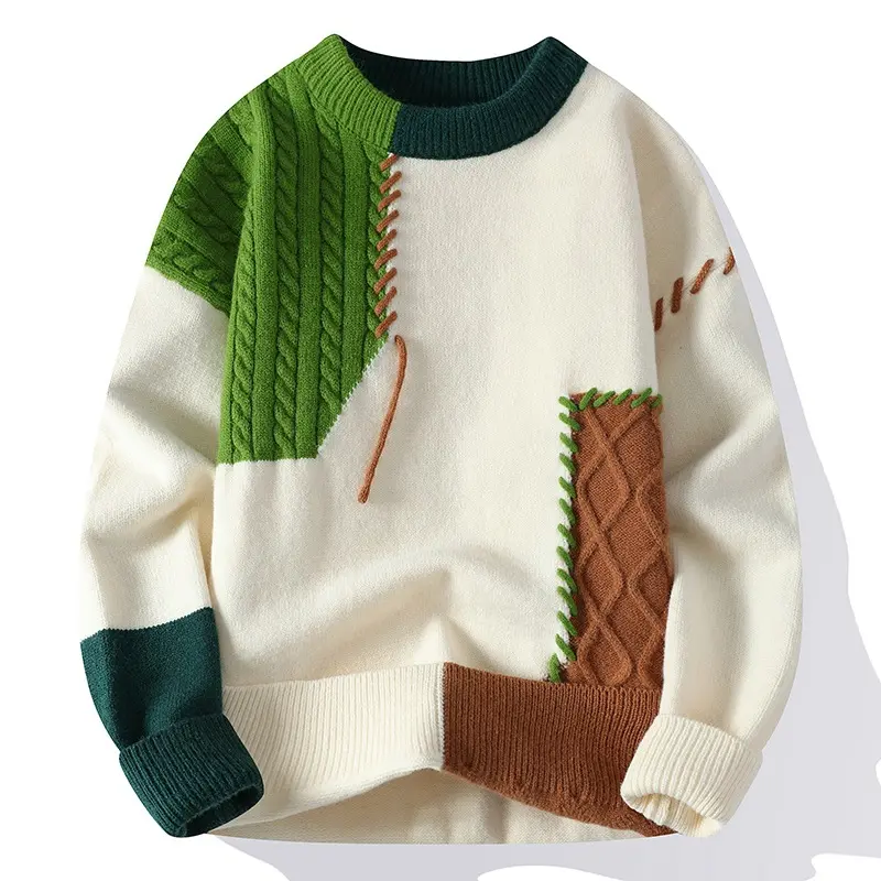 Autumn and winter new casual round neck sweater bottoming knit sweater loose sweater men's clothing Knitwear Menswear Tops Gamis Long Sleeve Crewneck