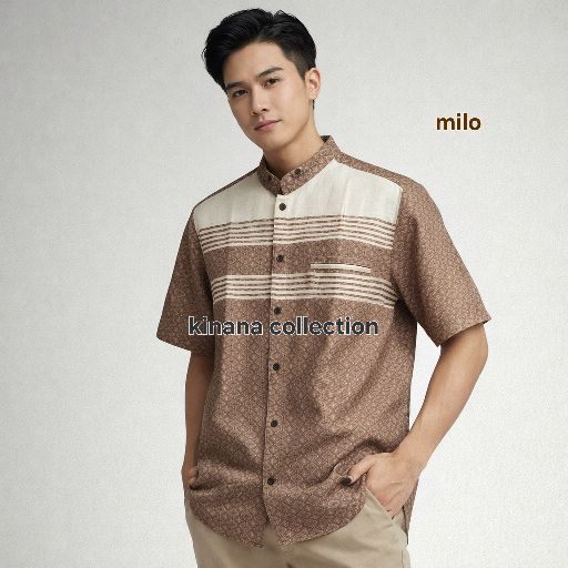 Kinana Collection Kemeja Koko Pria Dewasa Lengan Pendek Terbaru Lebaran Motif Songket Katun Grade A Halus Lembut Size M L XL Baju Muslim Premium