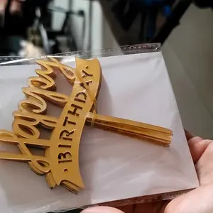 (10) Toper HBD Akrilik untuk Hiasan Kue Ulang Tahun (Acrylic Happy Birthday Cake Topper)
