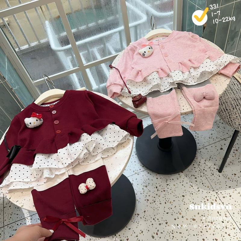 7-25kg Set Thu Đông Chất Lông Thỏ HÀNG ĐẸP Thỏ Phối quần Legging Cách điệu cho bé gái