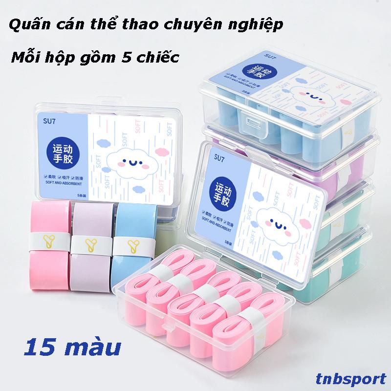 Combo hộp 5 quấn cán vợt cầu lông, pickleball, tenis chân mèo TNB Pro - Combo Bản Nâng Cấp mới êm tay hơn, bám dính tốt hơn! Tặng ngay 1 quấn cốt 7x10 khi mua màu bất bất kì.