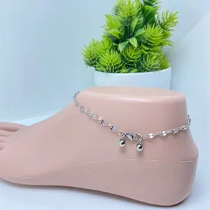 Gelang kaki  ANAK dan dewasa wanita titanium pecah kopi bola dua cantik Simple