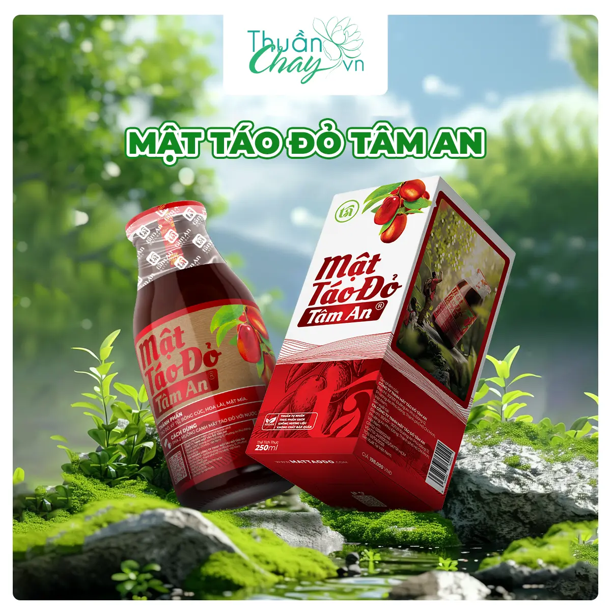 Mật Táo Đỏ Tâm An 250ml Tự nhiên - Táo đỏ, kỷ tử mật táo