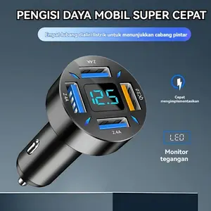 100W 4 Ports USB Car Charger Fast Charging PD Quick Charge 3.0 USB C Car Phone Charger Adapter