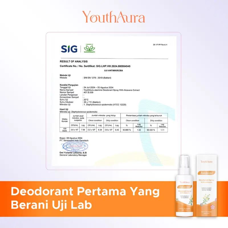 Deodorant Spray Tawas YouthAura BPOM Ampuh 100ml - Tahan Bau Badan dan  Ketiak 24 Jam deo  tawas spray deodorant ketiak 2