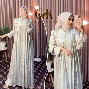 Geraikanaya.id - Series Raya Azura Vol.2 Gamis Jumbo Bahan Rayon Kancing Depan Busui LD 110-125 Mewah Elegan