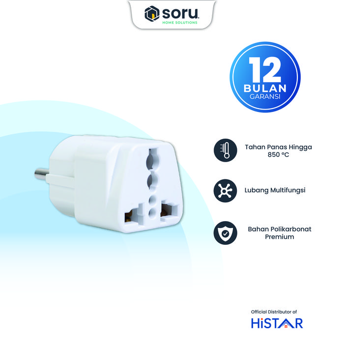 Gambar SORU - Colokan Adaptor Serbaguna Oversteker Listrik Universal Travel Plug 13A/250V Putih - HiSTAR dari Soru Indonesia Kota Bandung Tokopedia