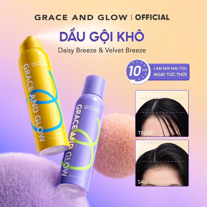 MỚI Dầu gội khô phồng tóc Grace and Glow Velvet Opium Daisy Breeze 150ml kiềm dầu lâu bết giúp giải cứu tóc bết lưu