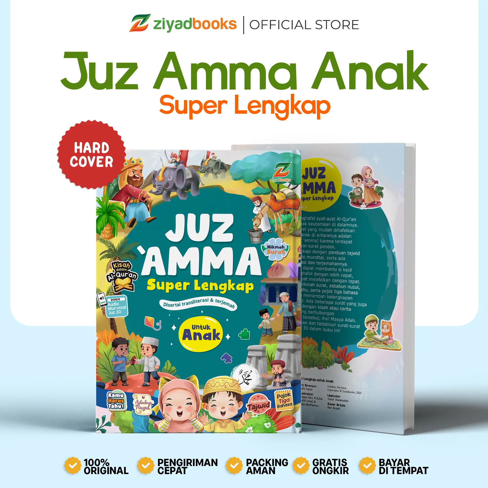 (Bonus Audio) Buku Juz Amma Lengkap untuk Anak - Hafalan Juz 30 Dilengkapi Transliterasi Latin dan Terjemahan Hard Cover Quran