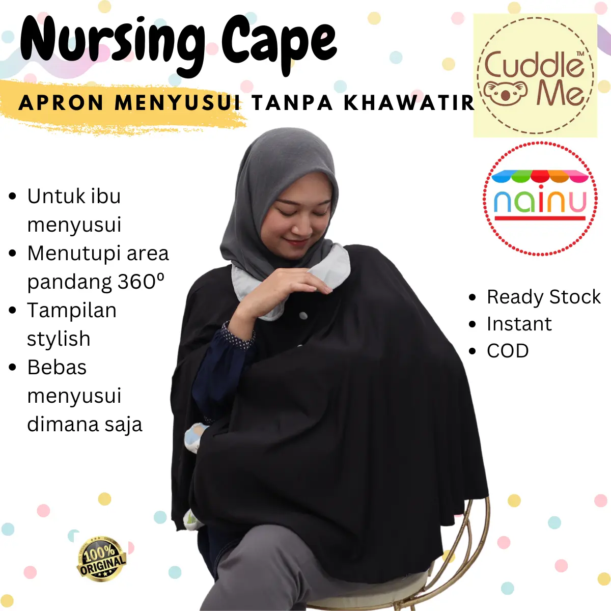 Cuddleme Nursing Cape Apron Cover Menyusui Bayi