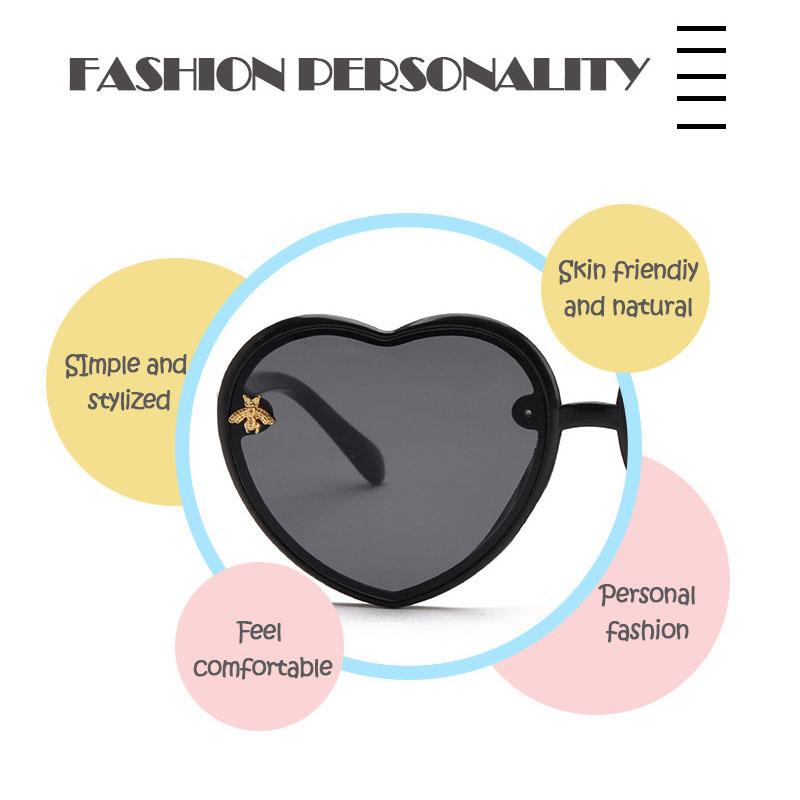 Product Introduction of 2-12Y Heart Frame Kids Sunglasses Children Retro Cute Cartoon Bee GlassesGirls Boys Fashion Eyeglasses 4
