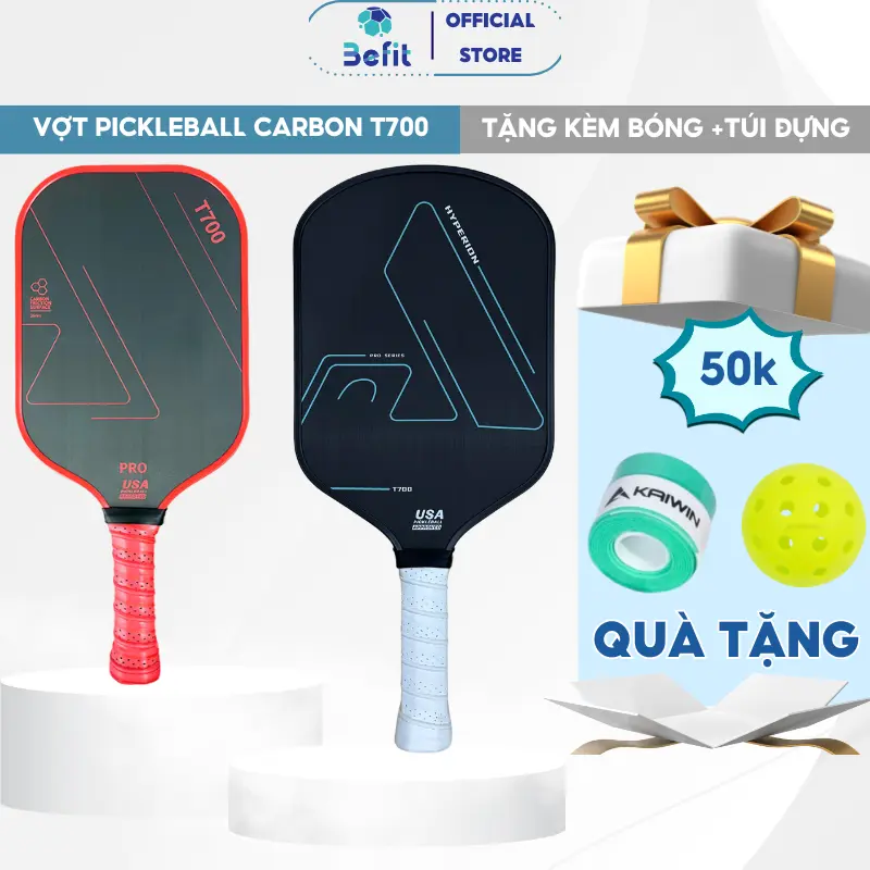 Vợt Pickleball T700 Chất Liệu Carbon 100% Mặt Vợt Nhám Siêu Nhẹ Phiên Bản Mới Nhất