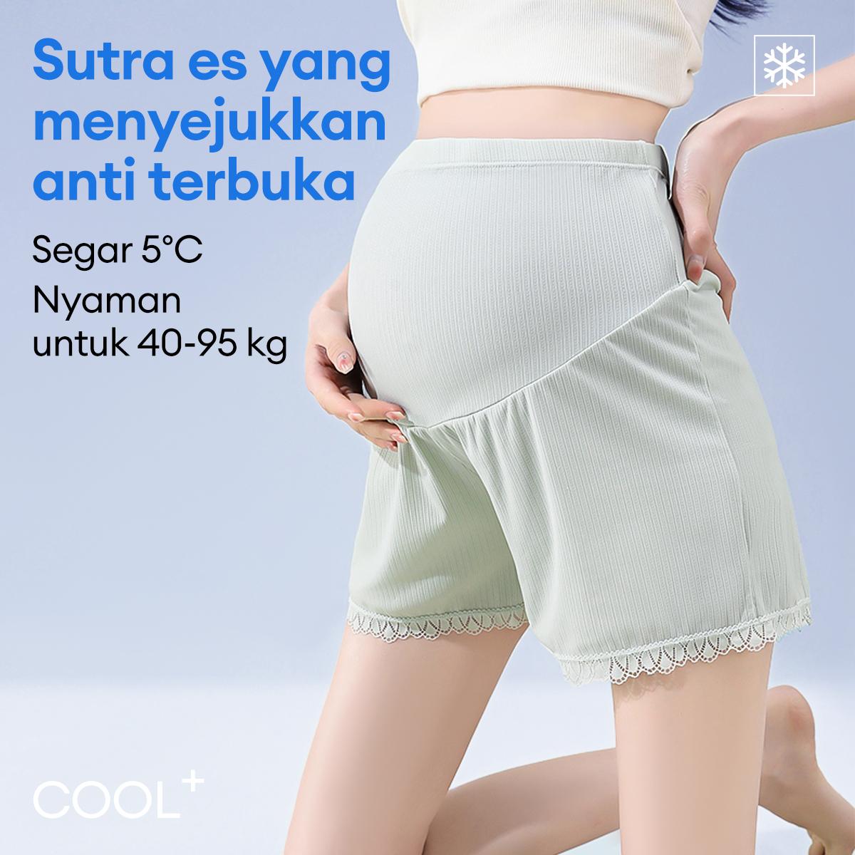 Angel Mommy Celana Keselamatan Bersalin Es Sutra Renda Penyangga Perut Pinggang Tinggi Ukuran Plus Musim Panas Celana Pendek Bernapas Tipis Keren Celana Bersalin 3 Titik 223