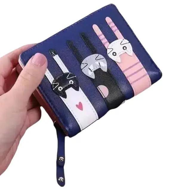 DOMPET TRY CAT Dompet Wanita lipat Dompet pendek lucu 2 mini murah Kulit Kartu 4