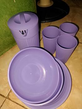 Product Review of Yoi - (10 Pcs)  Set Peralatan Makan / Set Piring, Mangkuk, Teko, dan Gelas / Cocok untuk Acara Makan Bulat yang Spesial / Piring 3 Mangkuk 3 Teko 1 Gelas Plastik Sayur Kitchenware from H**i 1