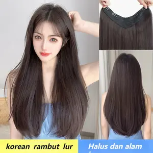Korean HairClip Lurus Panjang/Rambut Palsu Wanita/rambut palsu panjang Wig Wanita/Hair Extension/Hair Clip Curly/Rambut Palsu Wanita Curly/Hair Clip 60cm/Hair Clip 50cm