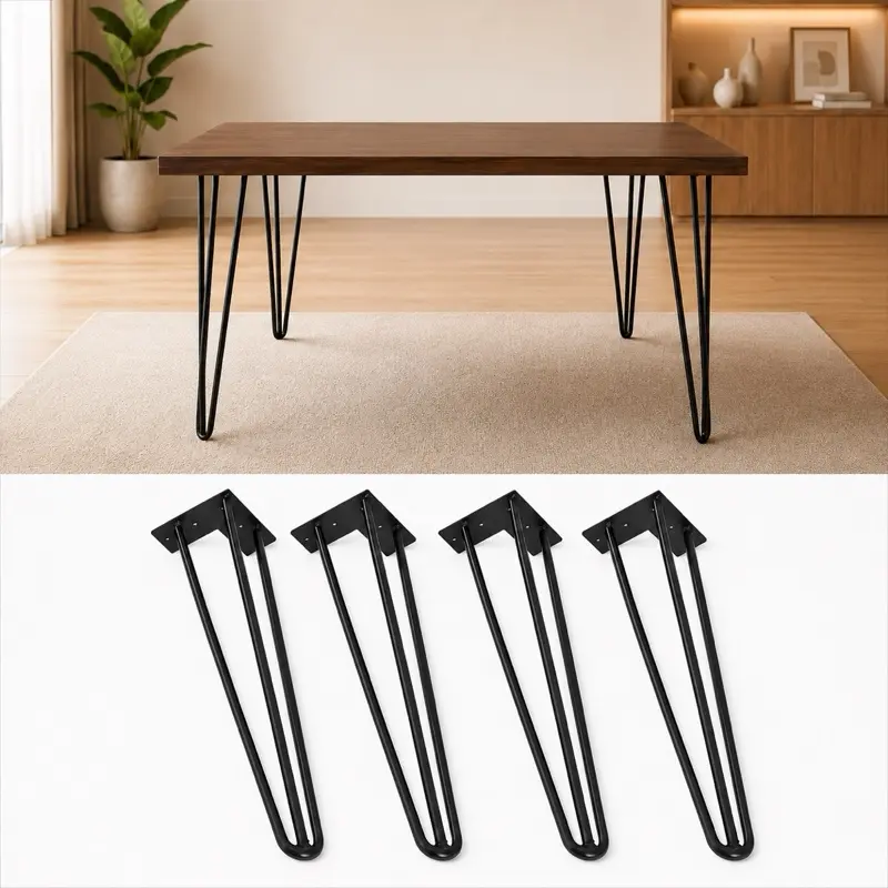 Kaki Meja Besi Kokoh 3 Layer Pemasangan Mudah Free Skrup untuk Meja Modern Minimalis Model Hairpin Leg Elegan & Super Kuat - Furniture