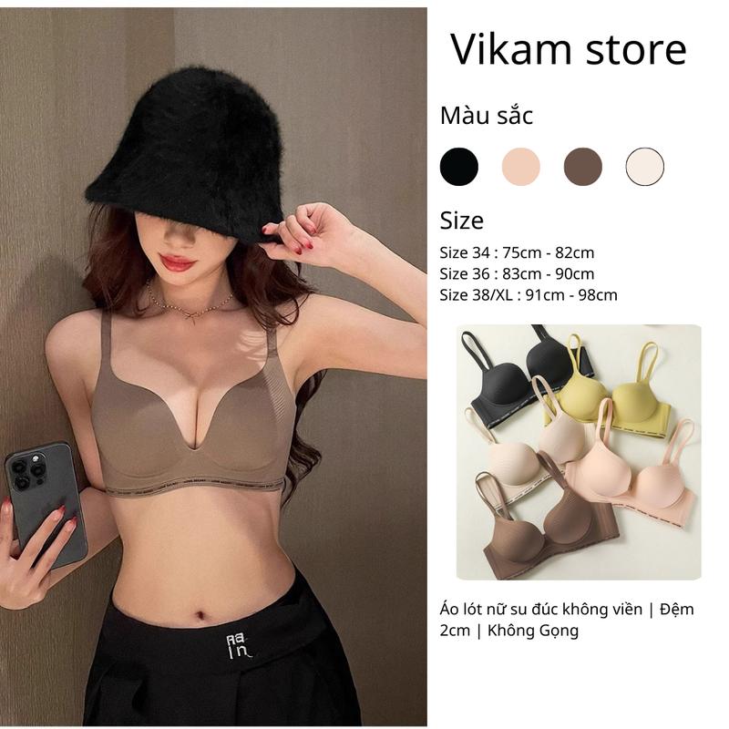 [ MÃ B47] Áo Lót Su Nữ Nâng Vòng 1 Không Gọng Áo Ngực Bra Chất Su Mỏng Không Gọng Có Mút 2cm Đệm Tròn Gom Quả Chống Xệ Hạn Chế Ngấn Mỡ Lưng -- Vikam