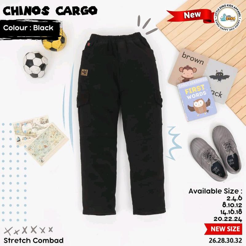 Celana Panjang Anak Little Dino Cargo Fashion Katun Grey Black Laki-Laki Usia 2-13 Tahun Perempuan Cowok - Cewek 4