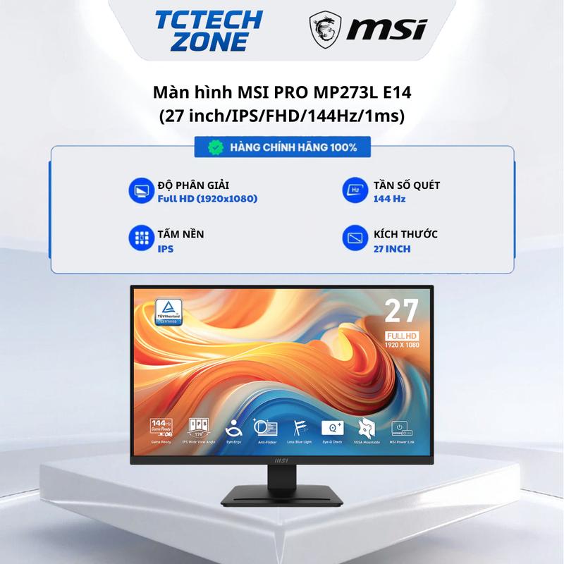 Màn hình gaming MSI PRO MP273L E14 27in IPS 144Hz 1ms BH 2 năm