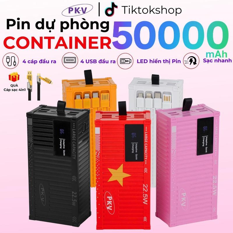 Tặng cáp 4in1 Sạc dự phòng tên 50000mAh CONTAINER tích hợp 4 dây ra bảo hành 12 Tháng phụ Kiện Điện Thoại Pin Dự Phòng Sạc Pin