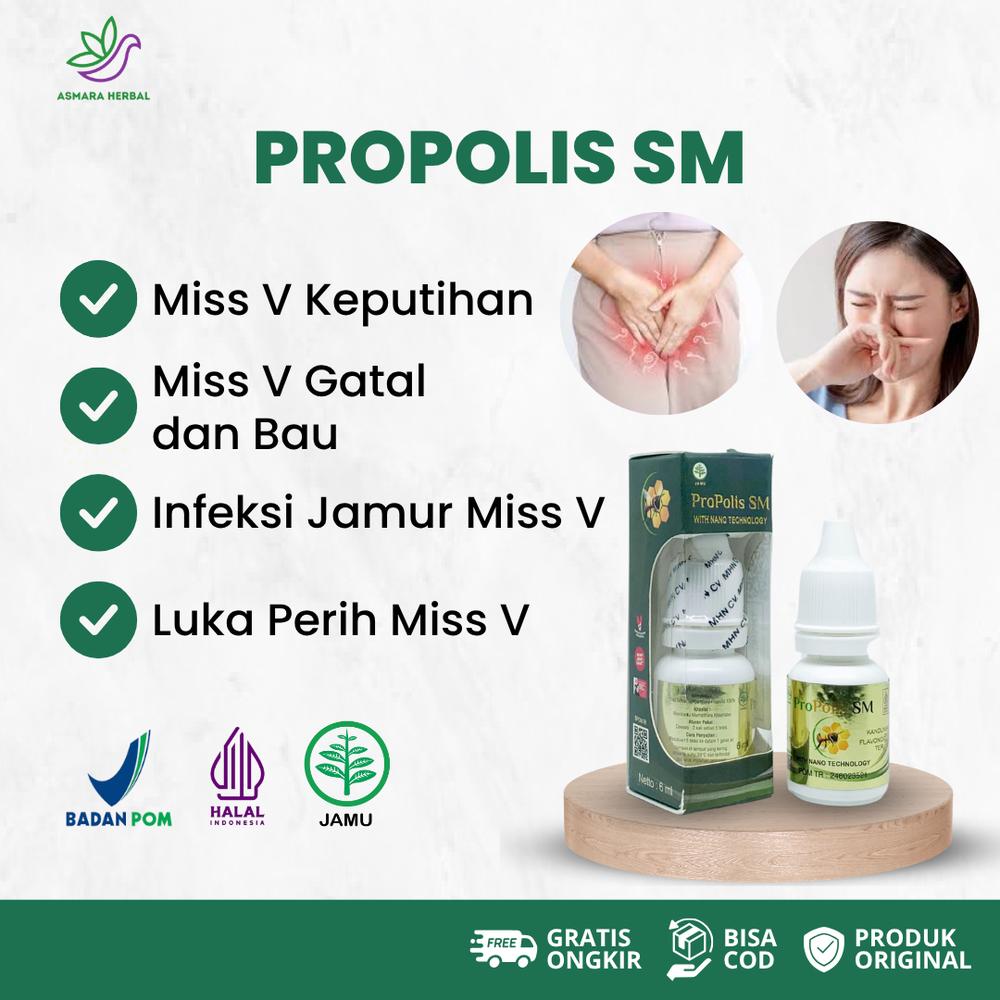 Propolis SM Cairan Tetes Miss V Keputihan Gatal Bau Infeksi Jamur Luka Perih Kewanitaan Feminine Hygiene BPOM Halal MUI 6ml - Perawatan, Manjakani