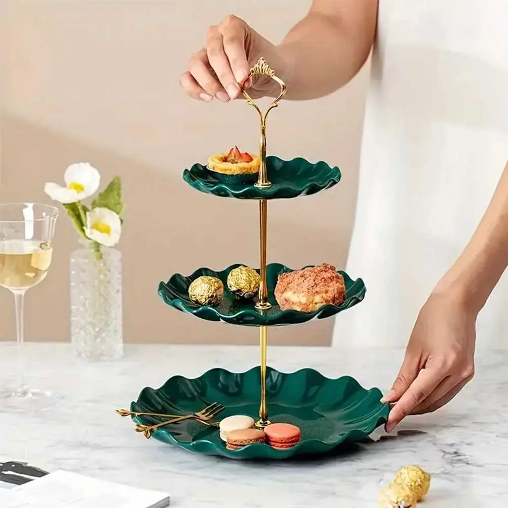 Rak Kue Susun 3 Tingkat tempat diseert piring makanan kecil Detachable Plate Cake Stand Display Plastik