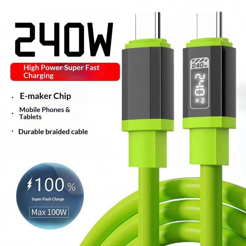 Cáp sạc nhanh thông minh 240W có màn hình hiển thị số, sạc siêu tốc cho điện…