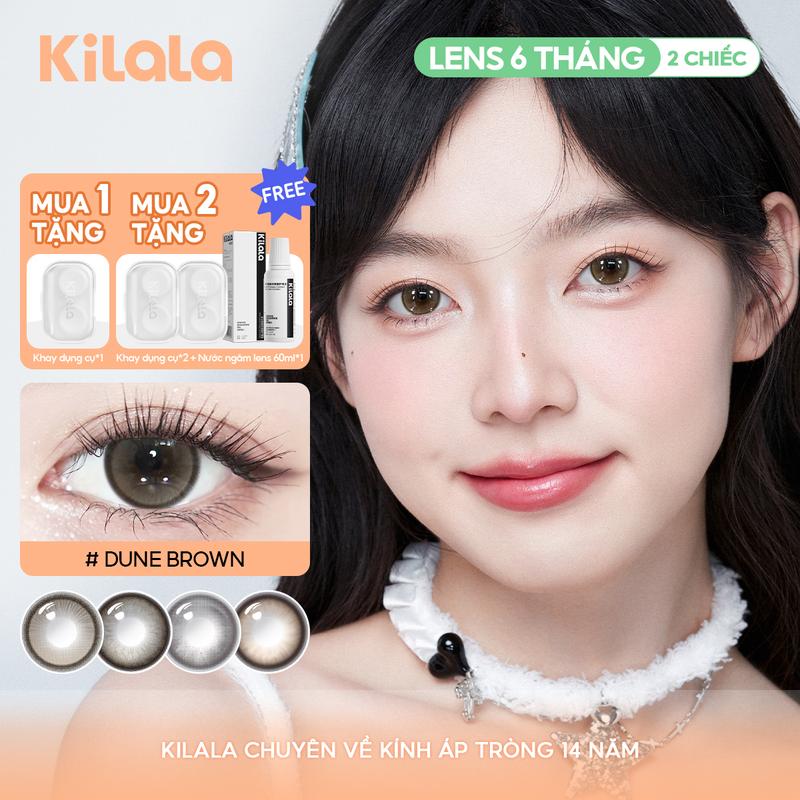 1 cặp Kính áp tròng Kilala lens 6 tháng màu Nâu Xám DIA 14.5mm độ cận 0-7 lens êm màu sắc tự nhiên thích hợp đeo hàng ngày đôi mắt có thần hơn đi làm đi học cũng tự tin Quà tặng miễn phí