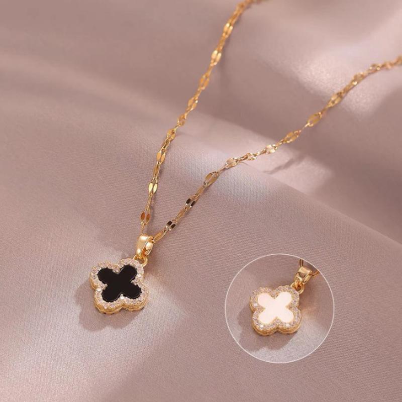 TTS - D3 Dây Chuyền 4 cánh 1 mặt 2 màu Chất Liệu Hợp Kim Thiết Kế Hoa 2 Màu Sang Trọng