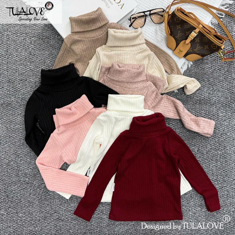  Áo Cổ Lọ Bé Gái Vải Len Tăm Mềm Mịn Thu Đông Giữ Ấm Cho Bé Gái Tulalove 