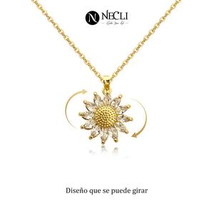 Collar con colgante de girasol giratorio para mujer, de diseño ingenioso, adecuado para diversas ocasiones