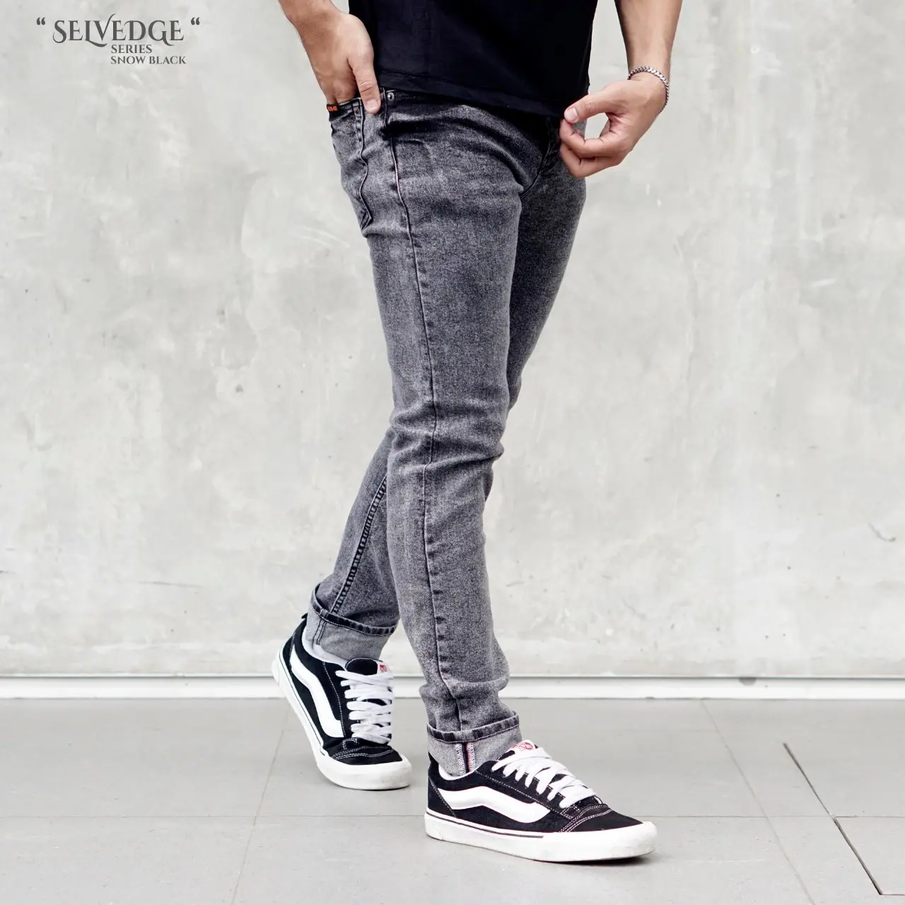 Celana Panjang Jeans Pensil Pria Slimfit Melar Hitam - Formal, Model Terbaru Skinny Nyaman Biru
