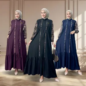 Gamis Aluna Jumbo Bahan Rayon Twil Adem Halus Tebal Nyaman Resleting Depan Busui friendly