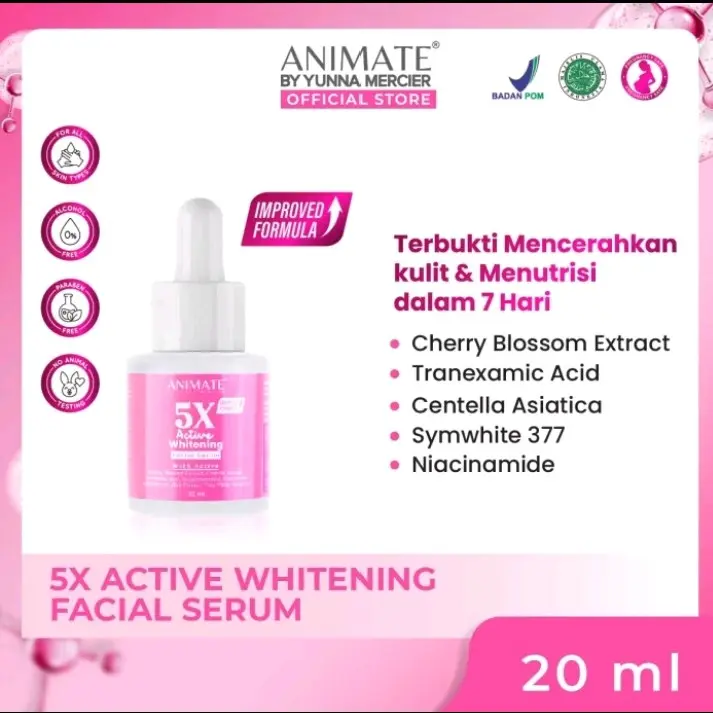 Serum animate whitening facial 5X Vitamin Pencerah Perawatan kulit Muka Mencerahkan Wajah dalam 2 minggu 1