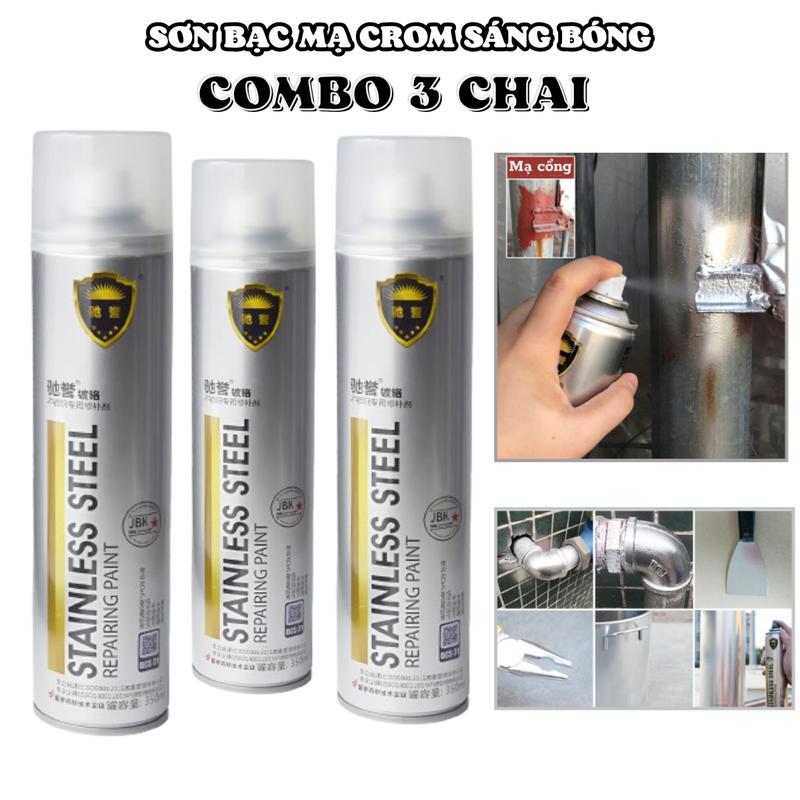  COMBO 3 CHAI || SƠN BẠC MẠ CROM SƠN XỊT MẠ CHROME SÁNG BÓNG 350ML CHAI SƠN MẠ SIÊU BÓNG LÀM MỚI CHỐNG RỈ SÉT 